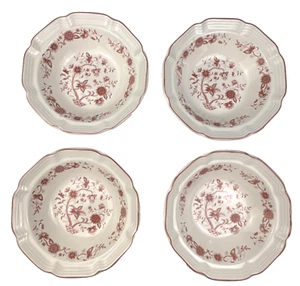 Vtg Hankook Seine 7" Bowls Stoneware Red Tree Of Life 70’s Transferware Set Of 4 - Picture 1 of 14