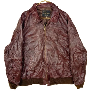 Vintage San Diego Leather Bomber Jacket Size 50 XL Red Full Zip Made Usa 1980s - Picture 1 of 4