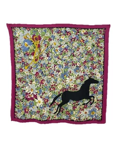 Caruso rot Seide Damen Schal Pferd Print 34"/34" - Bild 1 von 6