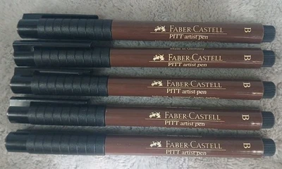 Lote de 5 bolígrafos Faber-Castell PITT Artist tinta india PP B pincel de punta fina LEER Foto 1 de 4