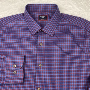 UNTUCKit Dress Shirt Mens Large Red/Blue Checks Slim Fit Wrinkle Free - Picture 1 of 10