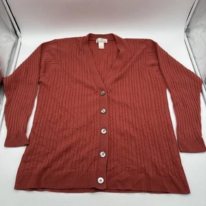 Precious Fibers Sweater Womens Sz L Silk Cashmere Ribbed Cardigan Casual - Picture 1 of 9