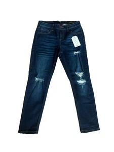 Jeans violoncello donna ragazzo vita media effetto invecchiato strappato blu scuro taglia 5 - Foto 1 di 7