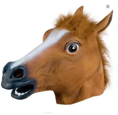 White, black, brown horse head masks for boys and girls, fun latex animal masks - Image 1 of 4