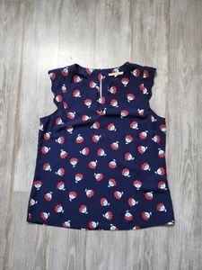 Blusa 41 Hawthorn Dawney ribete vieira azul marino rojo blanco floral talla grande - Imagen 1 de 8