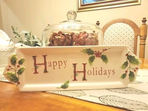 St Nicolas Square Holly Jolly 16x5" 3D Dessert Platter Server Christmas Holidays - Picture 1 of 4