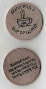 Lot of 2 Port Townsend WA - Boiler Room Free Coffee Wooden Nickels - Picture 1 of 1