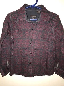 Wonderboy Flip Cuff Dress Shirt BOYS 4 Gray Purple Paisley Long Sleeve Fitted - Picture 1 of 6