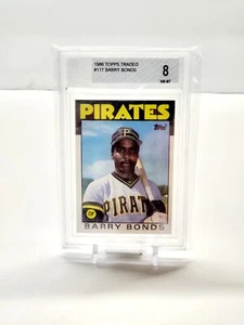 1986 Topps intercambiada Barry Bonds tarjeta de novato de radiocontrol de los Piratas de Pittsburgh BGS 8 #11T - Imagen 1 de 2