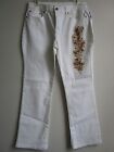 DIANE GILMAN WHITE EMBELLISHED BOOT CUT STRETCHY JEANS SIZE 12P - NWT