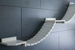 Katzenwand / Kletterwand / Wandpark! Doppel-Hängebrücke 255 x 20 cm, weiß (2g) - Bild 1 von 2