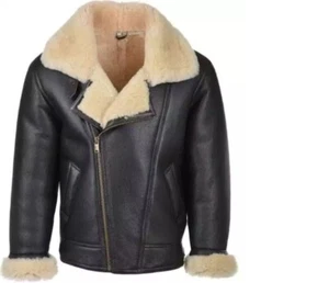 Giacca da volo B3 marrone bomber pilota aviatore vera pelle di pecora shearling - Foto 1 di 3