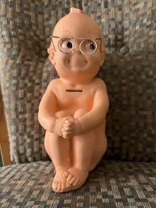 VINTAGE 1966 A N BROOKS CHALKWARE PLASTER 12" KEWPIE (CUPIE) DOLL PIGGY BANK - Picture 1 of 9