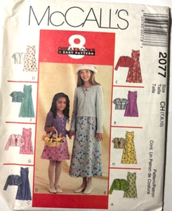 Vestido y chaqueta para niña patrón de costura talla 7,8,9,10 McCall's 2077 sin cortar NUEVO - Imagen 1 de 2