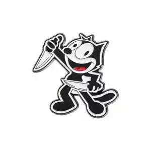 Felix the cat metal enamel pin badge classic retro cartoon Holding Chef Knives - Picture 1 of 3