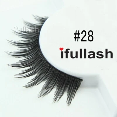 #28 ifullash 6,12 pares de pestañas negras postizas 100 % cabello humano Foto 1 de 2