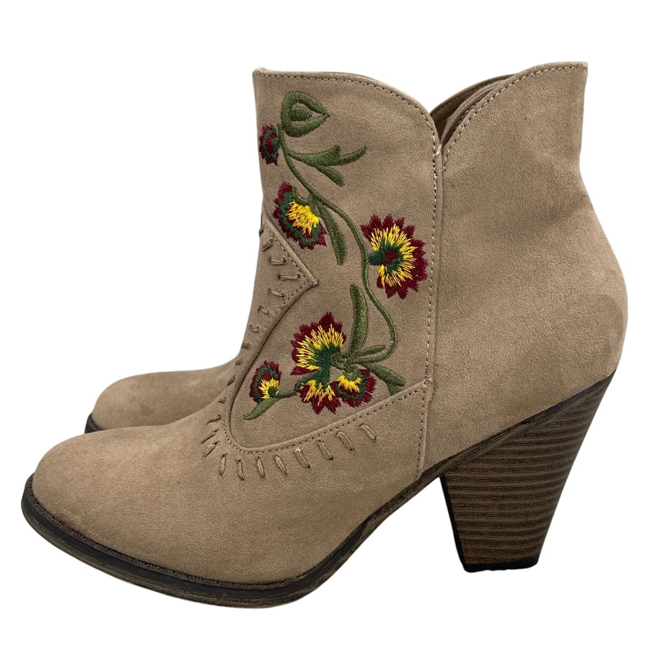 Botines MIA Bordados Festival Occidental Boho Floral Tacón Melrose 6M Foto 1 de 4