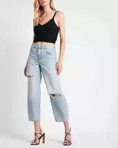Jeans Express Globo Pierna Talla 10 Cintura Alta Sueltos Azul Claro Sueltos Envejecidos - Imagen 1 de 10