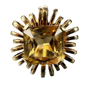 Anillo retro de cóctel de primavera de oro amarillo de 18 quilates citrino de 8,42 quilates - Imagen 1 de 24