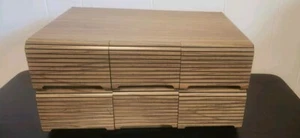 Vintage 6 Schubladen 72 Audiokassette Band Aufbewahrung Halter Etui Kunstholz Maserung Look - Bild 1 von 10