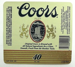 Coors Brewing Co COORS BEER Etikett CO 40oz kein ABV keine CRVs - Bild 1 von 2