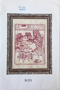 Lakadaisies Folk Art R-213 Tea Party Redwork Embroidery Stitchery Pattern - Picture 1 of 3