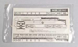 WALTHERS HO-O GAUGE TRENO DECALCOMANIE ERIE LOCOMOTIVA 49-92 #2 - Foto 1 di 2