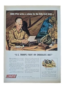1943 Segunda Guerra Mundial Chocolate Nestlé, "Las tropas estadounidenses luchan con la dieta del chocolate" Ernie Pyle - Imagen 1 de 1
