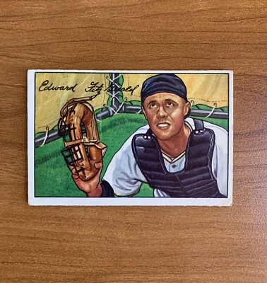 1952 Bowman #180 Eddie Fitzgerald Vintage Baseball Card Pittsburgh Pirates - Image 1 of 2