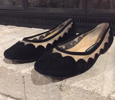 cute scallop! French Connection Bridgit Ballet Black Suede EU 37.5 / US size 7 Foto 1 de 4