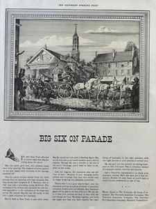 1939 Travelers Insurance Big Six On Parade Fireman Pumper Vintage Print Ad - Picture 1 of 1