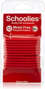 Hair Accessories Metal Free Ponytail Holders, Radical Red, 12 Count - Picture 1 of 1