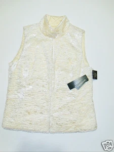 NWT Womens Ralph Lauren Cream Faux Shearling Reversible Vest Jacket Large  - Picture 1 of 1