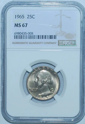 1965 NGC MS67 Business Strike Washington Quarter - Image 1 of 2
