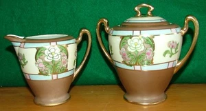 MORIMURA BROS (NORITAKE) CREAMER AND SUGAR BOWL - Picture 1 of 7