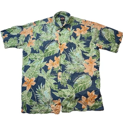 Camisa Harley Davidson Motociclista Hawaiana Beach Camp Manga Corta Para Hombre Talla L Floral Foto 1 de 4