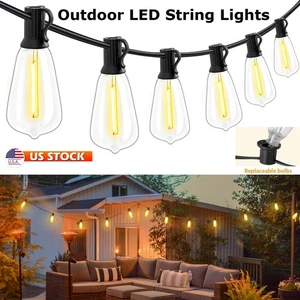 LED Outdoor String Lights, LED Bistro String Lights with Shatterproof ST38 Bulbs - Picture 1 of 24