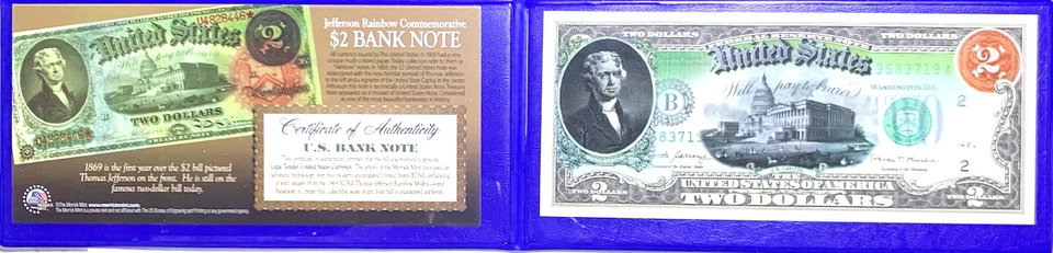 2017 $2 Jefferson Rainbow – Merrick Mint Colorized (Possible Serial Error) - Image 1 of 4