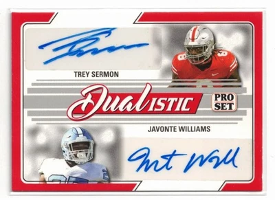 2022 Leaf Pro Set Sports Dualistic AUTO Trey Sermon Javonte Williams! Autograph! - Image 1 of 2
