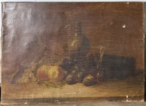 Antique European Still Life Fruit Oil On Canvas Mystery Artist Stunning - Picture 1 of 17