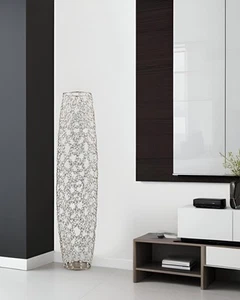 40" Silver Oval Crystal Glass Floor Vase With Faux Crystals - Picture 1 of 6