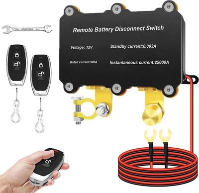 12V 500A Kill Switch for Car,500A Remote Battery Disconnect Switch for Truck-Aut - Image 1 of 4