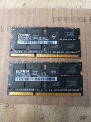 16GB (2x8GB) PC3L-12800s DDR3-1600MHz 2Rx8  Elpida EBJ81UG8EFU5-GNL-F - Image 1 of 2