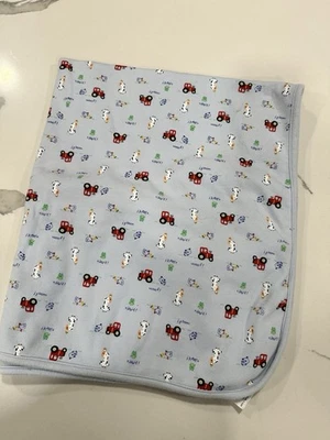 Manta bebé Carters Child Of Mine azul granja vaca tractor rana perro 30x26 de colección Foto 1 de 4