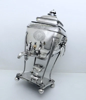 1804 Dan Holy Parker & Co. Antiguo plato Sheffield georgiano café té urna máscara de león Foto 1 de 4