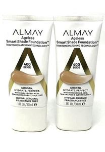 (2) Almay Ageless Smart Shade Foundation New In Packaging 1 fl oz 400 - Beige - Picture 1 of 3
