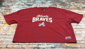 Atlanta Braves Shirt Damen XXL Rot Kurzarm Crop Baseball MLB Tee Damen - Bild 1 von 11