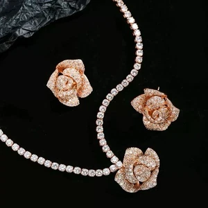 Mujer Circonita Collar Y Pendientes Regalo Para Su Cumpleaños Regalo - Imagen 1 de 3