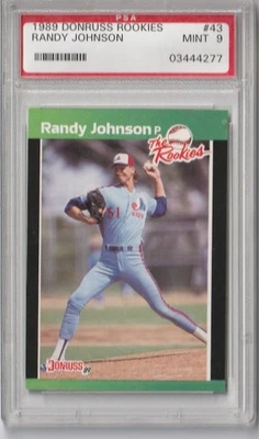 1989 DONRUSS THE ROOKIES RANDY JOHNSON RC ROOKIE PSA MINT 9 #43 EXPOS - Image 1 of 2