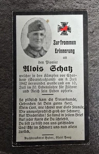 Sterbebild WW2 WK2 Death Card Stadt Haag Pionier Russland Charkow Russia - Imagen 1 de 2